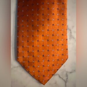 Brooks Brothers 346 Pure Silk Men’s Orange Geometric Tie Made in Italy